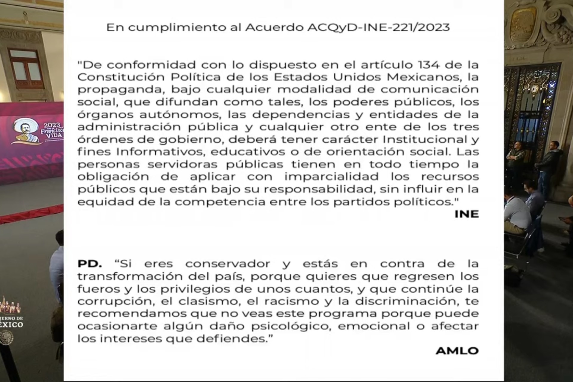 Ine Ordena Eliminar Posdata De Amlo En Mensaje Previo A Mañaneras